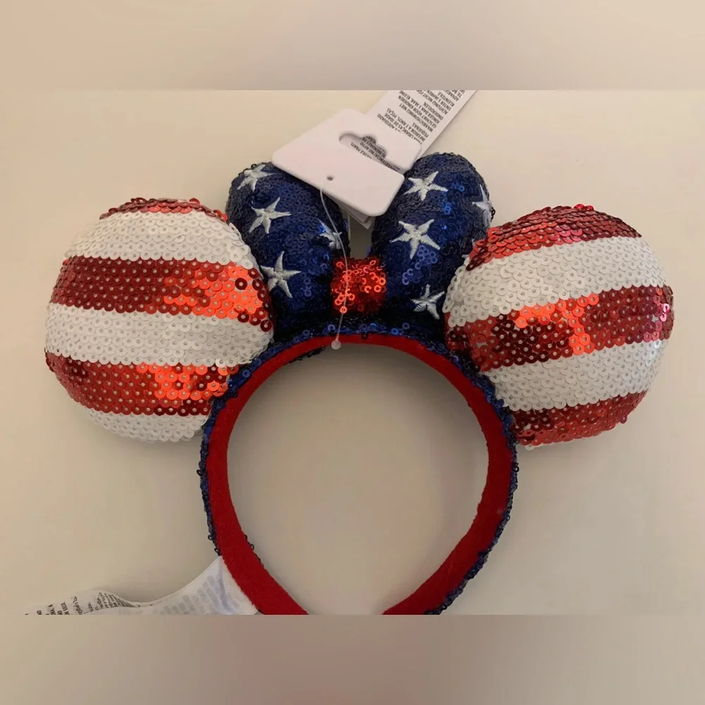 Disney Stars Stripes Americana Minnie Mickey Ears Headband Flag 4th July WDW - Picture 1 of 6